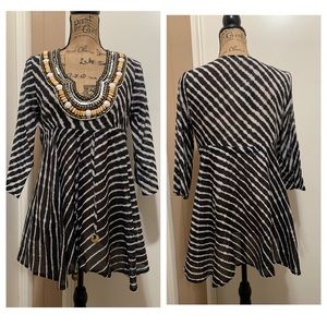 BOSTON PROPER STONES EMBELLISHED BOHO TUNIC XS